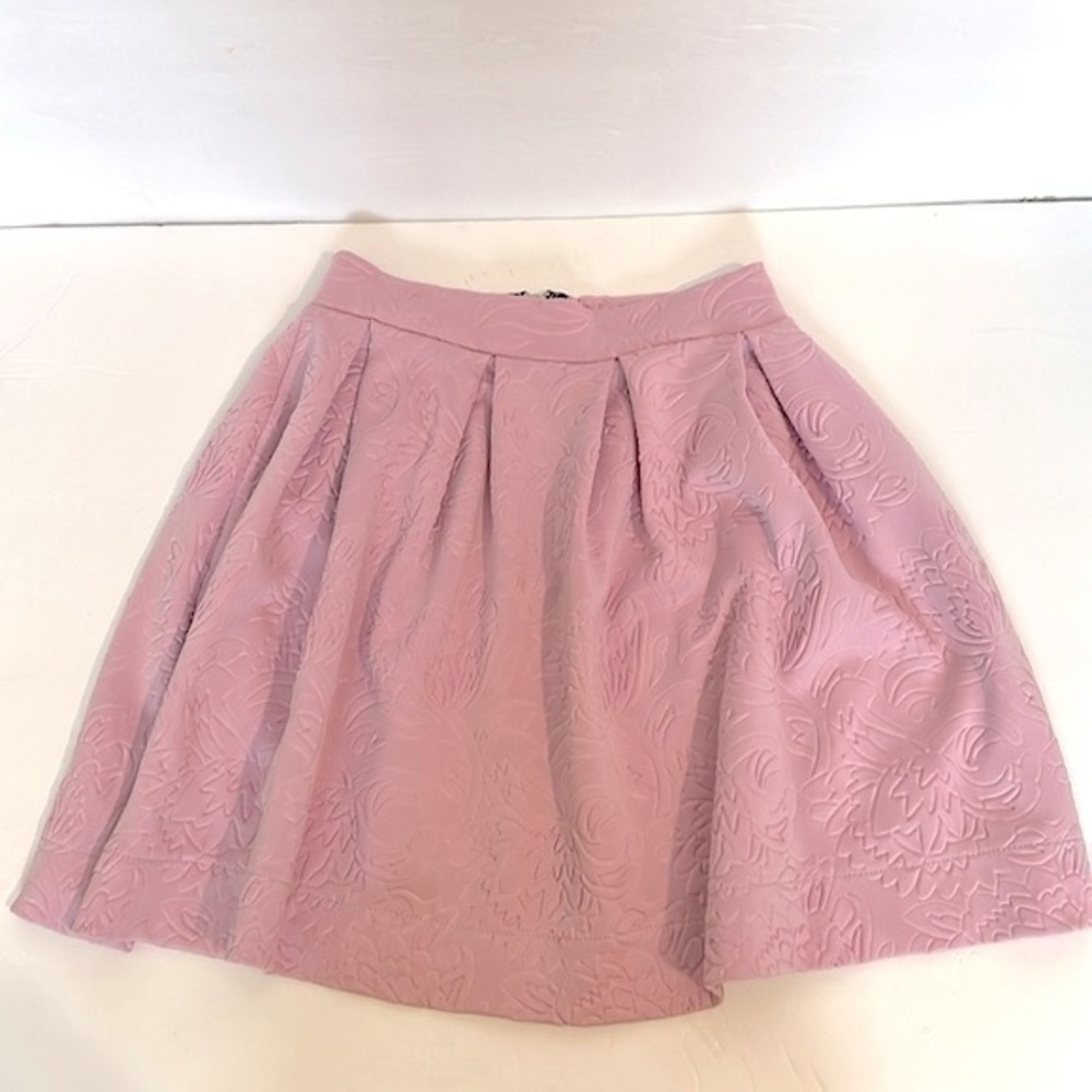 Gabriella Rocha embossed print Lilac exposed zipper skater skirt small